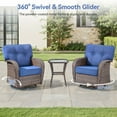thumbnail image 3 of PARKWELL 5 Pieces Patio Furniture Set with Swivel Chairs, 5-Seat All-Weather Wicker Conversation Set with Rattan Rocking Chair, Coffee Table and 5" Thick Cushion for Porch Deck, Brown/Navy, 3 of 10