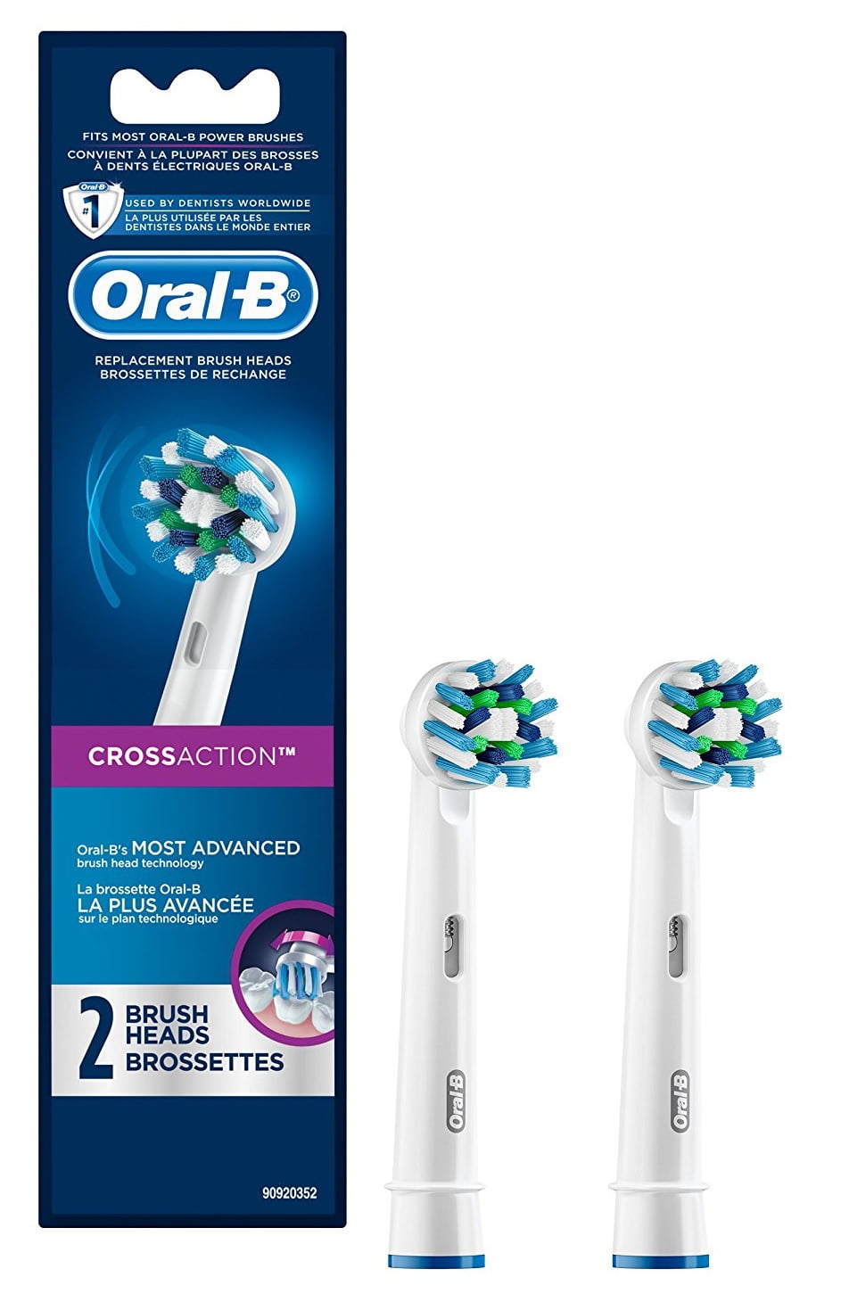 OralB Cross Action Replacement Brush Heads, 2 Count