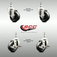 thumbnail image 2 of 3 Inch 316SS Hard Rubber Wheel Swivel ½ Inch Threaded Stem Caster Set 2 Brakes, 2 of 2