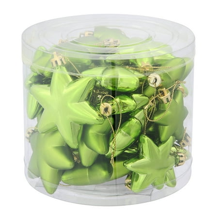 - 36ct Matte & Shiny Kiwi Green Star Shatterproof Christmas Ornaments 1.5