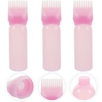 LEORX Scalp Oiling Bottle Root Comb Applicator Bottle Pink Plastic 3Pcs