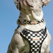 Oodles Checkerboard Quilted Dog Walking Harness, Black, Small