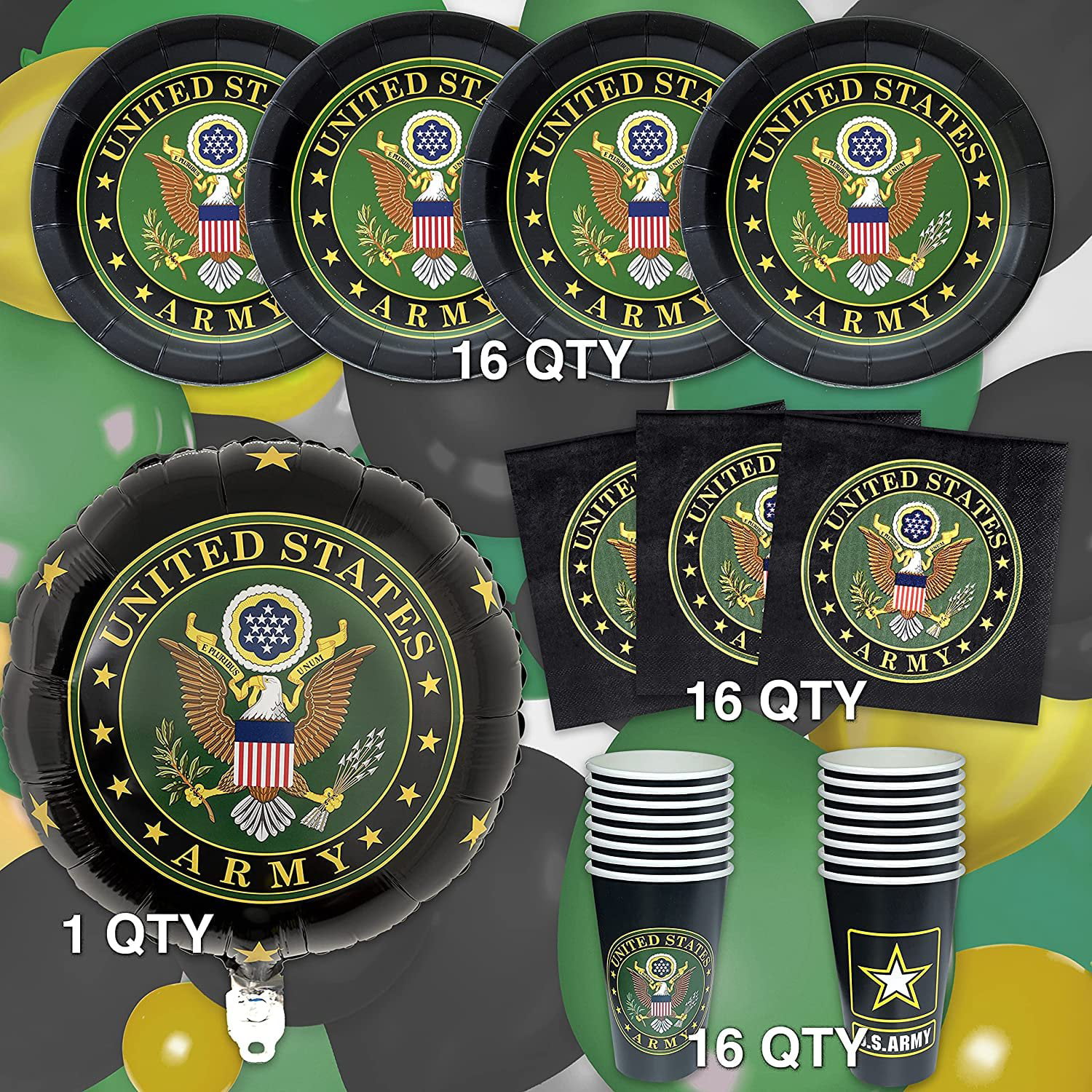 Havercamp’s Trademarked Gone Fishin’ Party Supplies for 16 Guests! Includes 16 ea. Large 9” Plates, Napkins & 12oz.Cups and An 18” Mylar Balloon and 2