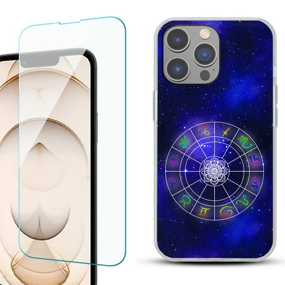 OneToughShield ® for iPhone 15 Pro Shockproof Phone Case, with Tempered Glass Screen Protector - Zodiac / Horoscope