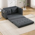 thumbnail image 3 of IbayNawi 3-in-1 Upholstered Futon Sofa Convertible Floor Sofa bed,Foldable Tufted Loveseat with Pull Out Sleeper Couch Bed W/Side Pockets for Living Room, Dark Gray, 3 of 9