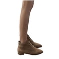thumbnail image 3 of NOKIO Elegant Women'S Suede Short Boots Women'S Lace-Up Vintage Ankle Boots Ladies Fashion Solid Suede Front Lace Up Boots Side Zipper Heel Short Boots Sleek Women'S Ankle Boots, 3 of 6