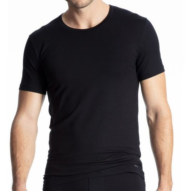 sommer At bygge Frosset Men's Calida 14290 Cotton Code Crew Neck T-Shirt (Black M) - Walmart.com