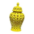 thumbnail image 2 of tarro de jengibre Cerámica Tallada Enrejado Jengibre Tarro Tarro De Almacenamiento Florero Sala De Estar Decoración Elegante Amarillo Tamaño L, 2 of 9