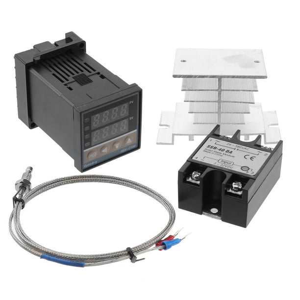 Controlador de temperatura de termostato digital REX-C100 de 4 piezas con salida SSR con sensor de termopar tipo K