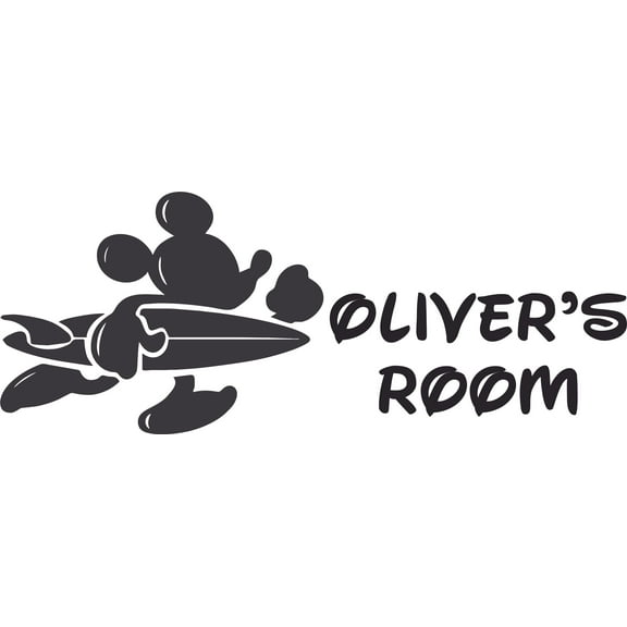 Surfer Silhouette Cartoon Character Vinyl Customized Name Decal - Custom Vinyl Wall Art - Personalized Name - Baby Girls Boys Kids Bedroom Decal Room Stickers Decoration Size (20x18 inch)