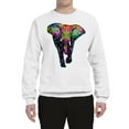 thumbnail image 2 of Wild Bobby, Colorful Rainbow Floral Elephant Animal Lover Unisex Crewneck Graphic Sweatshirt, White, Large, 2 of 3