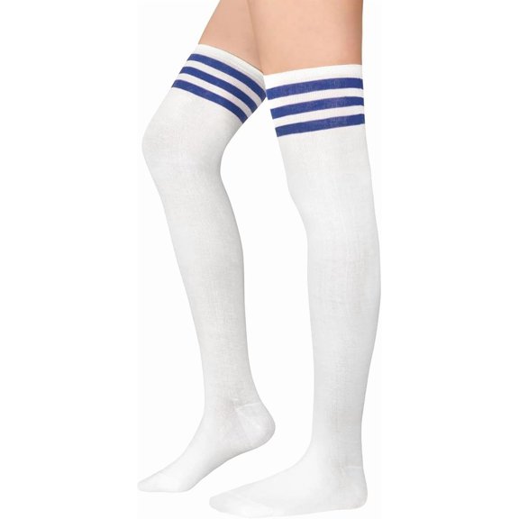 Thigh High Socks Striped Extra Long Tube for Women Over the Knee Athletic Sports Socks Plus Size Stockings