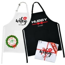 Prazoli Products Mr Mrs Apron Set - Engagement Gifts, Wedding & Bridal Shower Gifts for Couple (Hubby & Wifey Est: 2025, Standard)