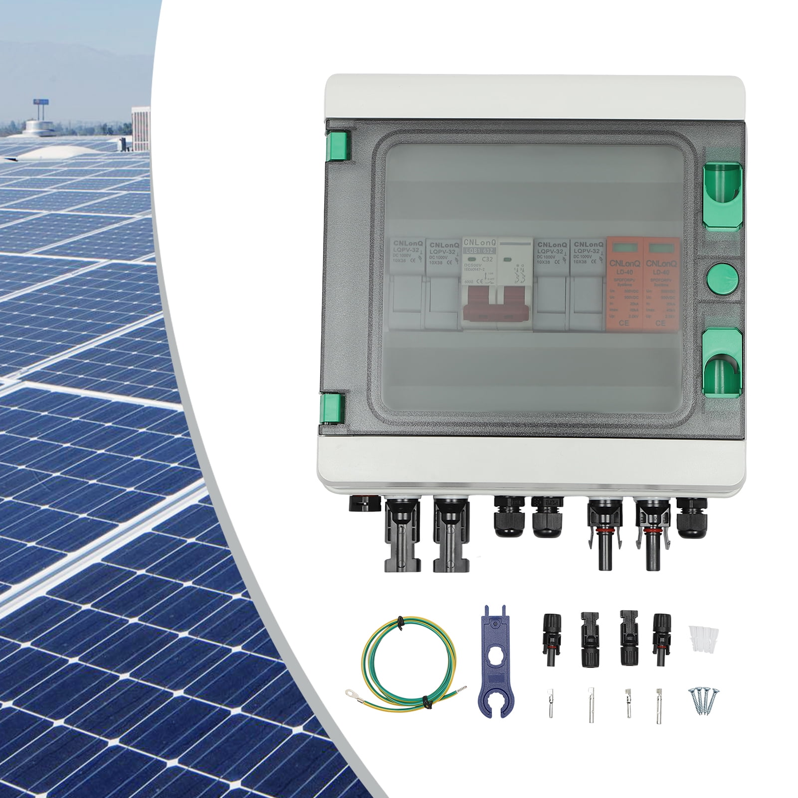 Wildnix Solar PV Combiner Box with Surge, Overload & Lightning Protection, Waterproof and Dustproof, 2-in-1 Design for Efficient Energy Distribution