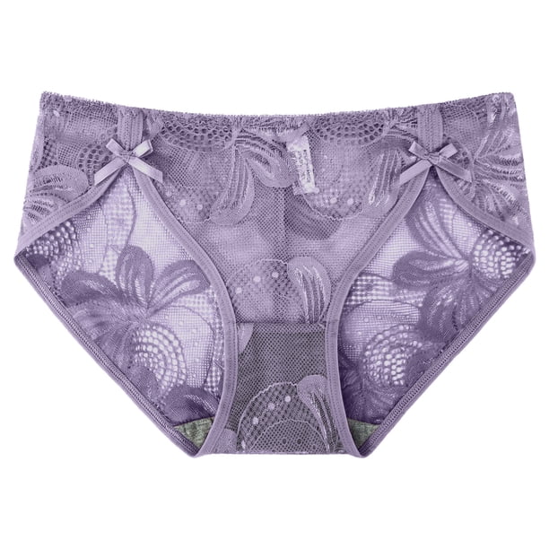 Gibobby Ropa Interior para Mujer Tangas cintura encaje para mujer, ropa interior Sexy ahuecada sin costuras, bragas sexis (Morado,Talla única)