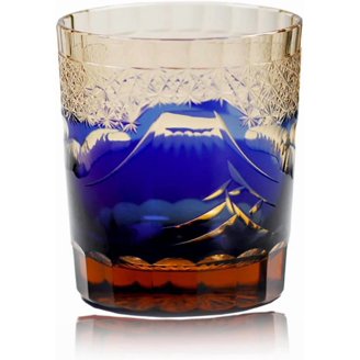 Edo Kiriko Verres à Whisky Cristal Ambré Noir – Coupe Diamant Japonaise, Élégance Artisanale Pour Cocktails & Vodka