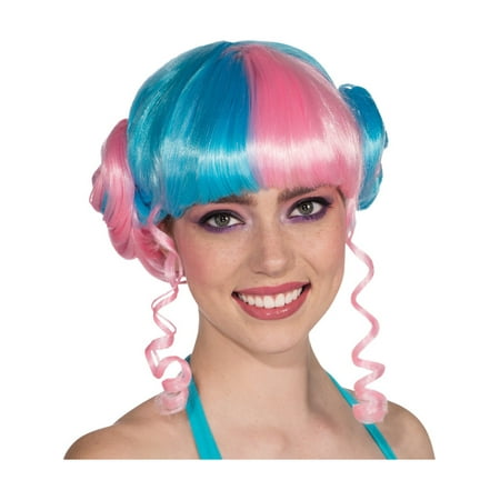 Womens  Vivid Blue Pink Baby Girl Buns Leia Nicki Minaj Costume Punk