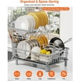 thumbnail image 3 of Dish Drying Rack Dish Rack Multifunctional Dish Drainer Rack Set Dish Strainers for Kitchen Counter Space Saving Drying Rack with Fork Holder, 3 of 6