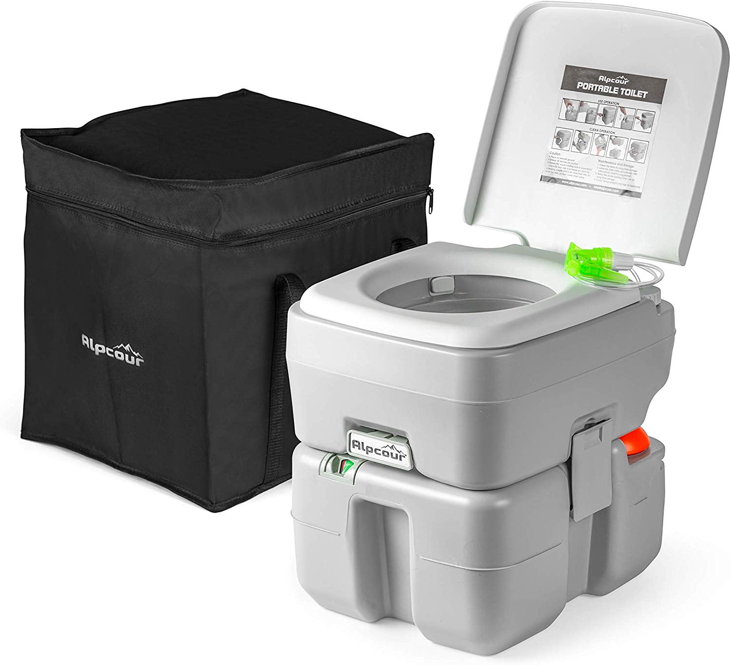 Alpcour Portable Toilet Compact Indoor & Outdoor Commode w/Travel Bag