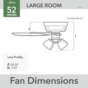 Hunter 52 inch Indoor Ceiling Fan with LED Lights - Ceiling Fan with Pull Chain, For Bedroom, Living Room, or Kitchen, Low Profile Mount, No Remote, 5 Blades - Builder 51113, Matte Silver