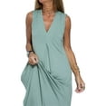 thumbnail image 4 of GXFC Women Tank Maxi Dress Sleeveless V-neck Slit Solid Shift Dress Plus Size Long Dress for Women Casual Daily 3XL, 4 of 4