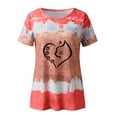 thumbnail image 4 of ICHUANYI Clearance Fashion Women Summer Sexy Gradient Print Regular Women Short Sleeves Top(Wine, XL) ICHUANYI WER2023081504438, 4 of 4