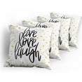 thumbnail image 5 of Ambesonne Live Laugh Love Throw Pillow Cover 4 Pack, Phrase Dots, 16", Black White Yellow, 5 of 7