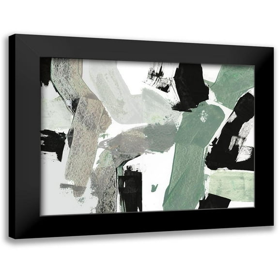 Cartissi 14x12 Black Modern Framed Museum Art Print Titled - Flowing Green III