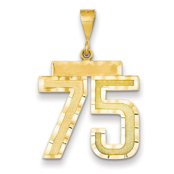 Beautiful 14k Large Diamond-cut Number 75 Charm