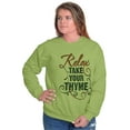 thumbnail image 5 of Relax Take Your Thyme Gardening Pun Women Crewneck Sweatshirt Brisco Brands S, 5 of 6