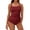 Red, variant on Women's High-Waisted Tankini Set Ruched Padded Top & Bikini Bottoms Wireless Bra Two-Piece Swimsuit for Vacation