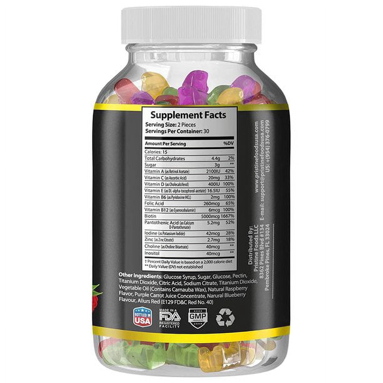 3 Pack Hair Vitamin Gummies Formulated To Support Hair, Skin, Nail Growth With Vital Proteins And Vitamins For Men & Women, Non-GMO, Gelatin-Free, 60 Gummies