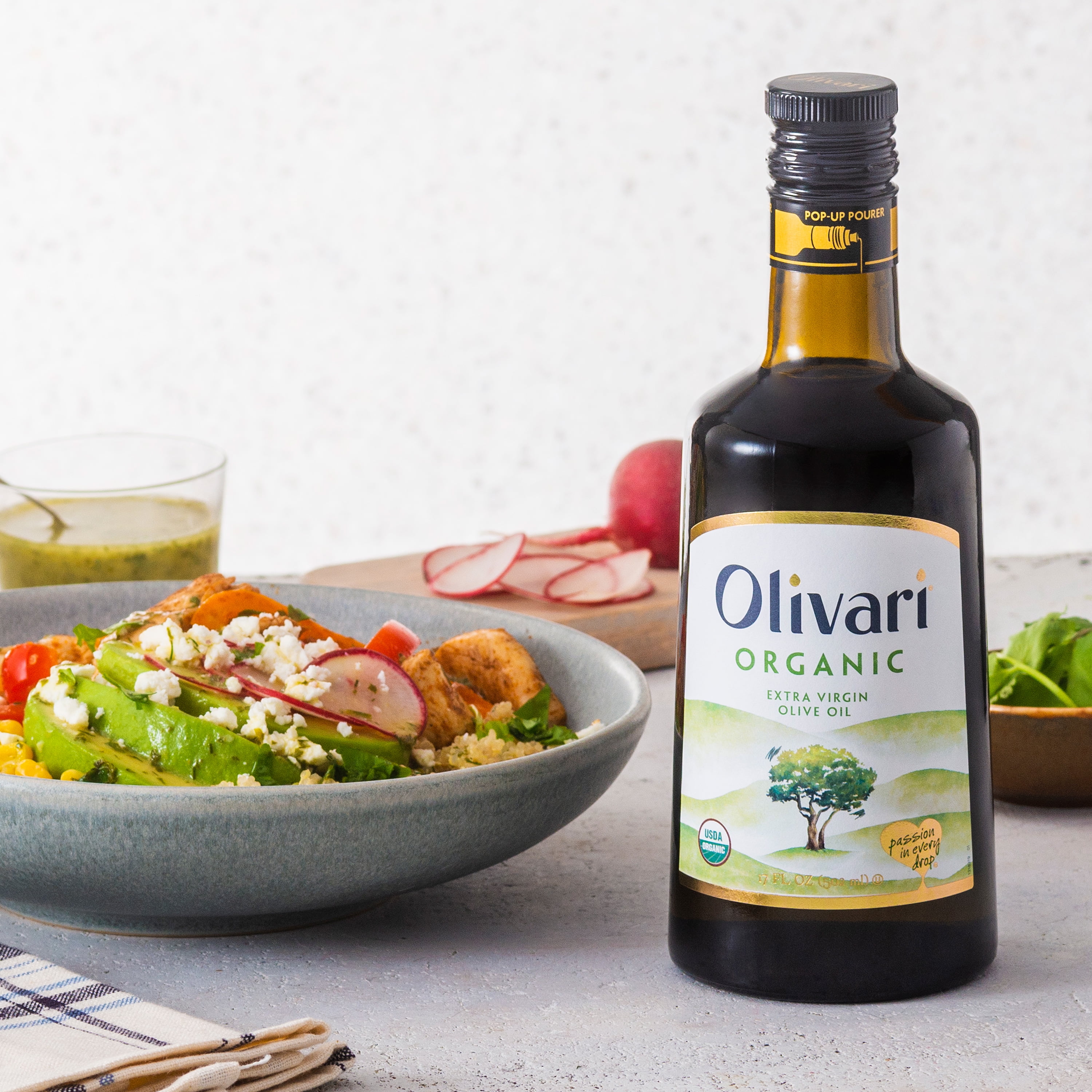 Olivari Organic Extra Virgin Olive Oil, 17 fl oz Glass Bottle