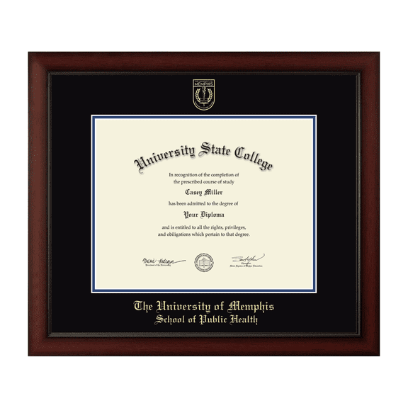 Framerly - Memphis Public Health Diploma Frame with Black and Royal Blue Mat