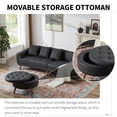 thumbnail image 4 of 107" Contemporary Stylish Sofa with A Round Storage Ottoman,5 Seater PU Upholstered Sectional Couch with Tapered Rubber Wood Legs,Sofa Set with Detachable Pillows for Living Room and Apartment,Black, 4 of 9
