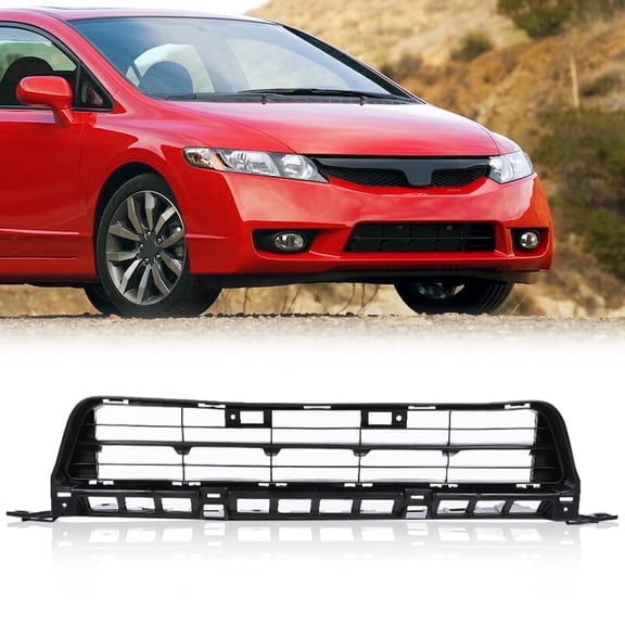 CROSSDESIGN Lower Bumper Cover Grille Grill Fit for Honda Civic 2009-2011 Black
