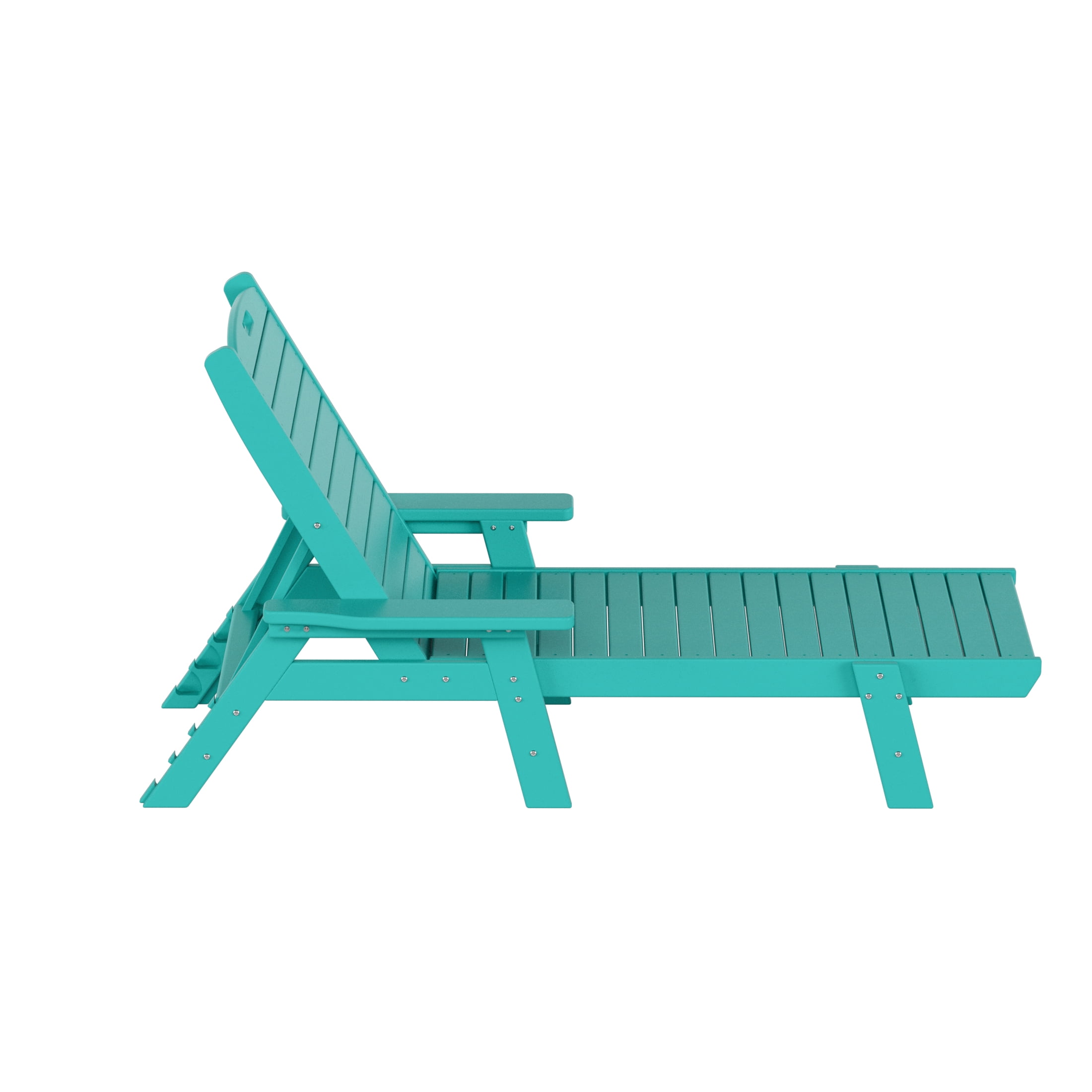 GARDEN Plastic Outdoor Chaise Lounge Chair with Adjustable Backrest, Turquoise
