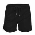 thumbnail image 4 of up to 60% off Gifts Usmixi Womens Summer Shorts Casual Solid Drawstring Elastic Waist Lightweight Short Pants Plus Size Loose Straight Button Short with Pockets Black XXXL, 4 of 6