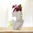 thumbnail image 4 of Estatua de cerámica creativa, florero, busto, maceta, plantas, estilo bohemio moderno, minimalista, decoración, arreglo floral. El 12.5x17.5x7.5cm, 4 of 9