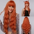 thumbnail image 1 of Peluca de seda de alta temperatura de 65 cm, peluca naranja, tocado de malla rosa, pelo rizado Wmkox8yii hjk2658, 1 of 9