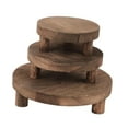 thumbnail image 2 of 3 taburetes redondos de madera con pedestal, bandeja pequeña para macetas rústica de 5, 6 y 8 pulgadas Marrón oscuro, 2 of 9