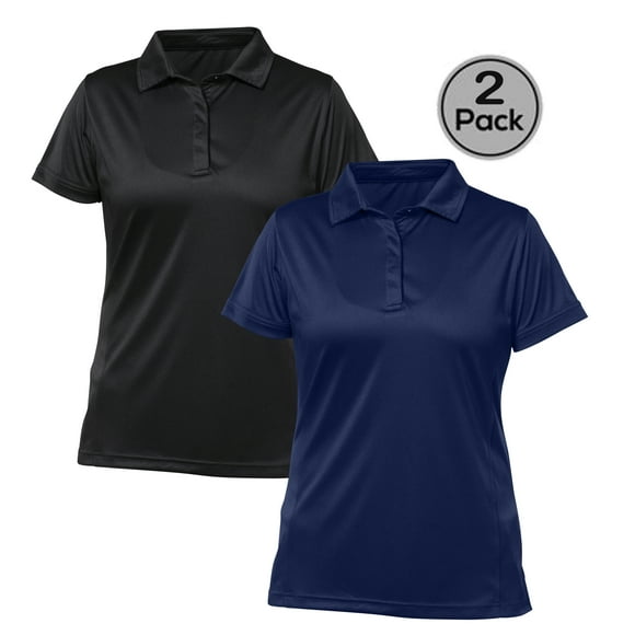 Blank Activewear Pack de 2 Polo pour Femmes, Tissu à Séchage Rapide et Performance