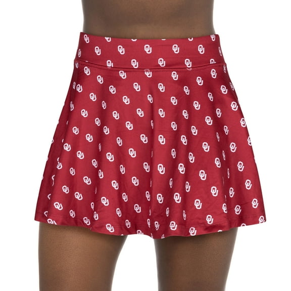 Women's-ZooZatz Crimson Oklahoma Sooners All-Over Print Flowy Skort