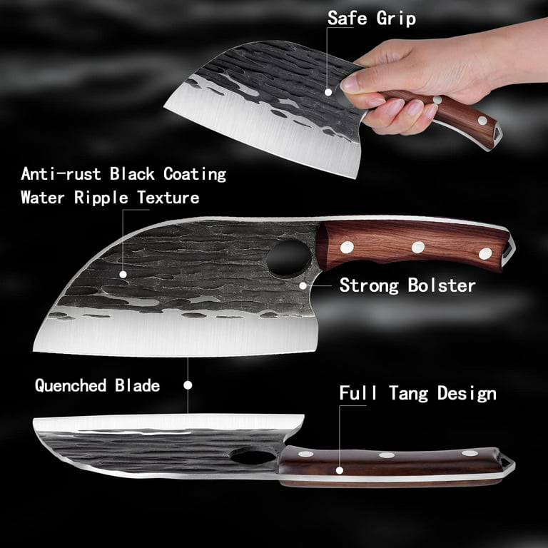  ENOKING Meat Cleaver, 5.9 Inch Fillet Knife Professional  Japanese Chef Knife Super Sharp Viking Knife with Sheath Hand Forged  Butcher Knife High Carbon Steel Vegetable Kitchen Knife for Home & Outdoor