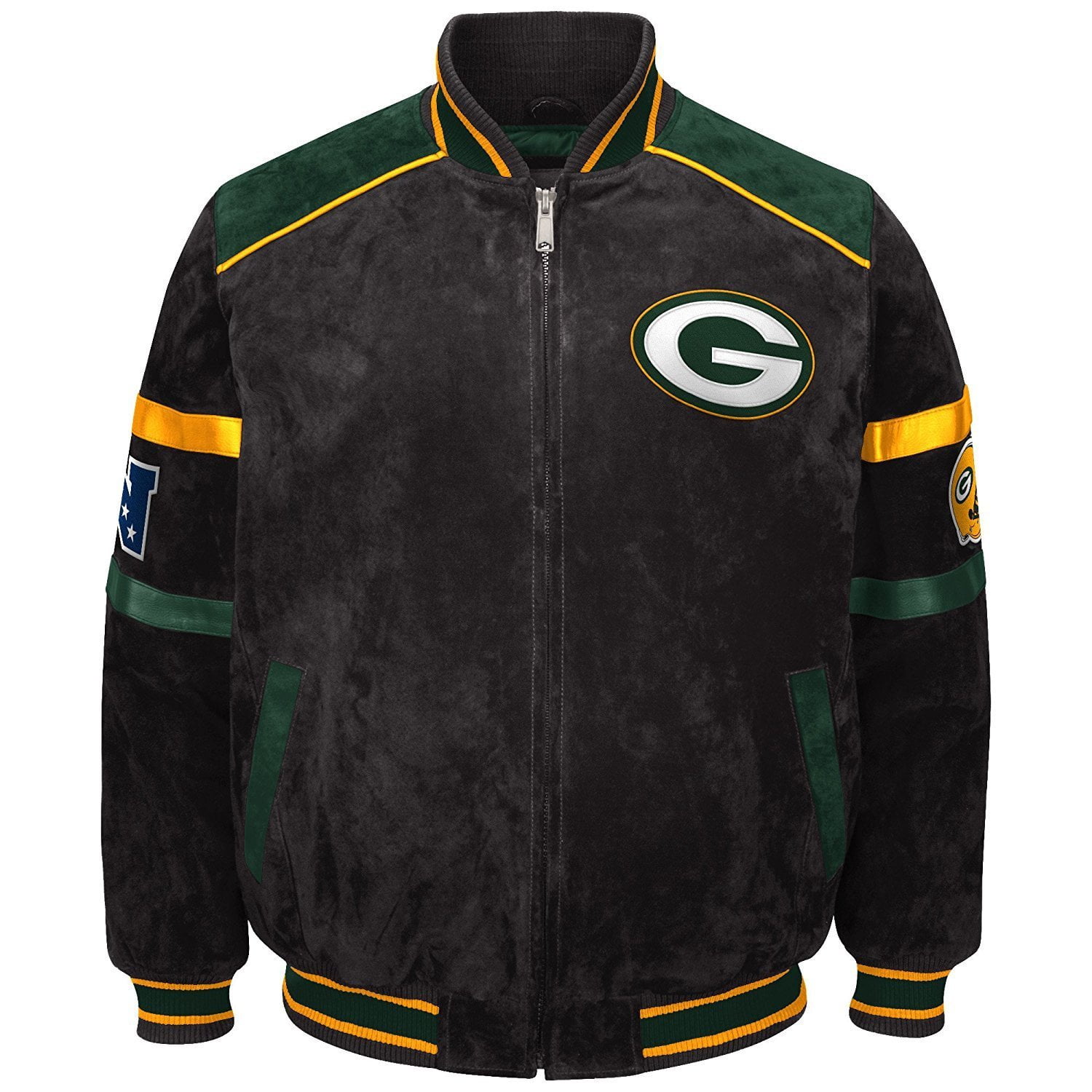 Green Bay Packers Full-zip Suede Varsity Black Jacket by G-III Sports