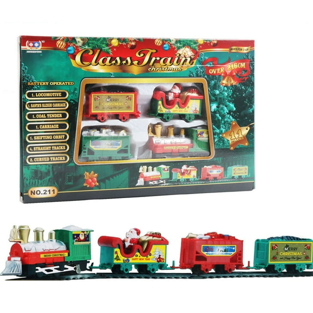 Christmas Electric Circumference Train Track Rail Train Electric Christmas Realistic Toy Battery-Powered Car 216cm Set Education