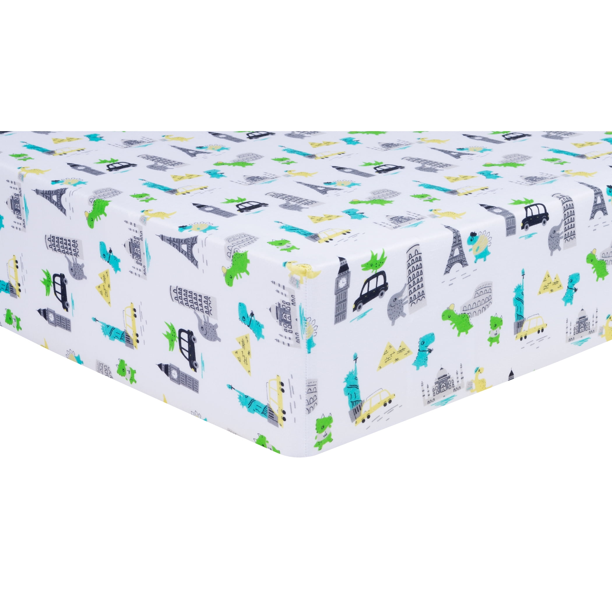 Dinosaurs Around the World Jersey Fitted Crib Sheet