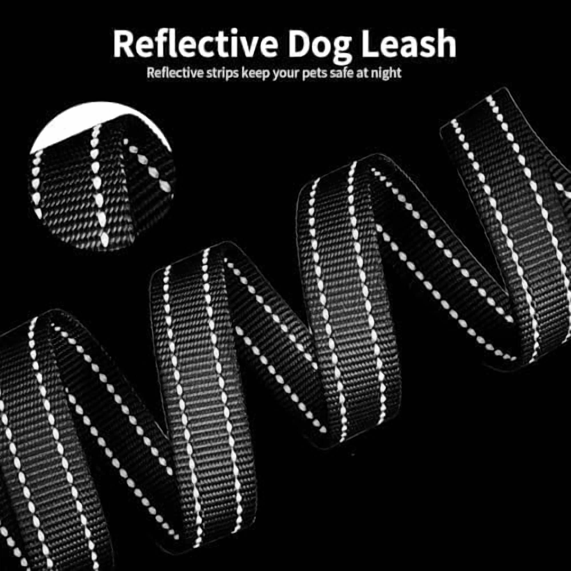 Slip Lead Dog Leash, Hands-Free No Pull Training Leash with Padded Handle for Medium Large Heavy Duty Dogs, Black