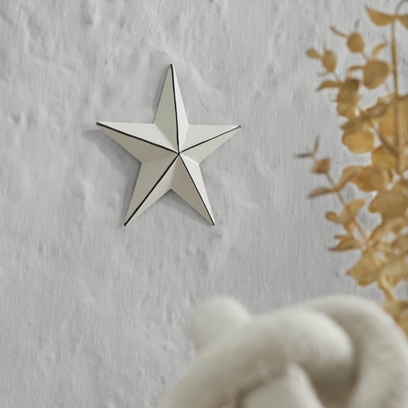 VHC Brands Patriotic Metal Star Distressed 4x4, Independence Day Decor, Decorative Wall Hanging, Rustic Farmhouse Decorations, Creme, Black