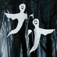 thumbnail image 2 of EastVita Halloween Tree Wrap Ghost Decoration, 2 Pack 50" Halloween Cute Ghost Design Decorations, Friendly Ghost Decor for Halloween Outdoor Indoor, Lawn, Tree Decor, Ghost Party Supplies, 2 of 9